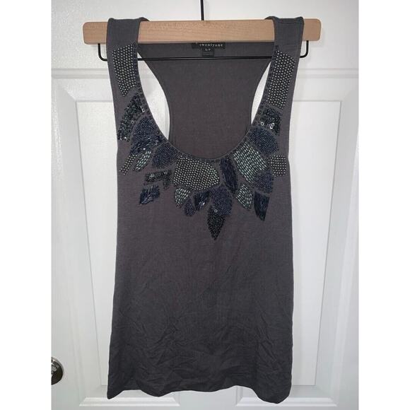 TwentyOne Womens Embellished Racerback Tank Top Size S Gray - Picture 1 of 3